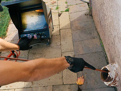 detecting clogged drain with camera