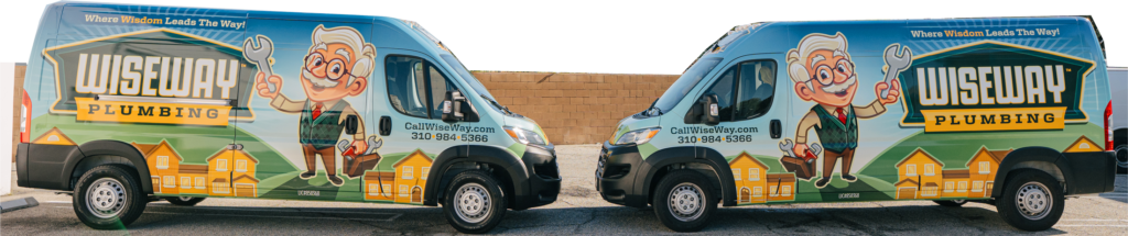 Two wiseway trucks arriving at customer ready to service water heater