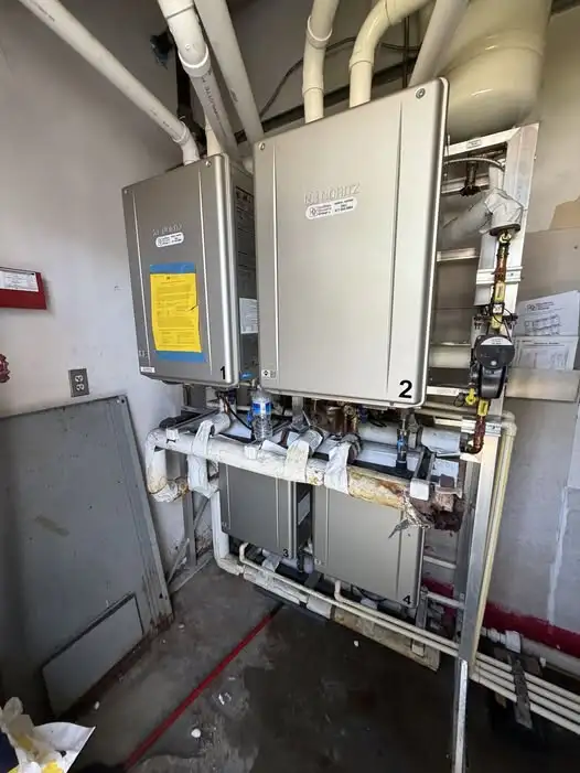 Commercial water heater inlet screen leak repaired